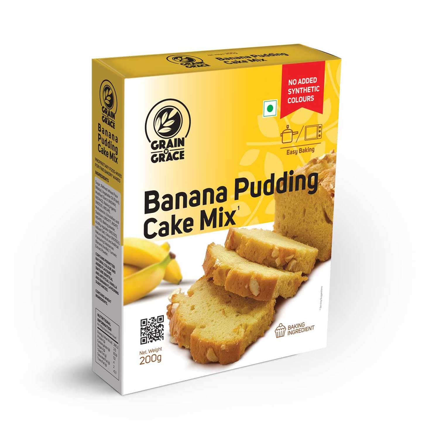 Grain N Grace  Banana Pudding Cake Mix - Instant Dessert, 200 g Box-1.webp